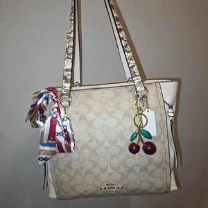 Coach Marlon Tote w/Twilly & Unbranded Bag Charm